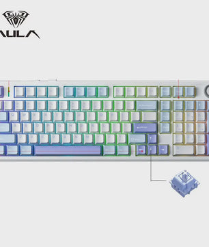 AULA F99PRO Mechanisch Gaming Toetsenbord - 99 toetsen, 3 Modi, Hot-Swappable, Gasket Structuur, Media Knop