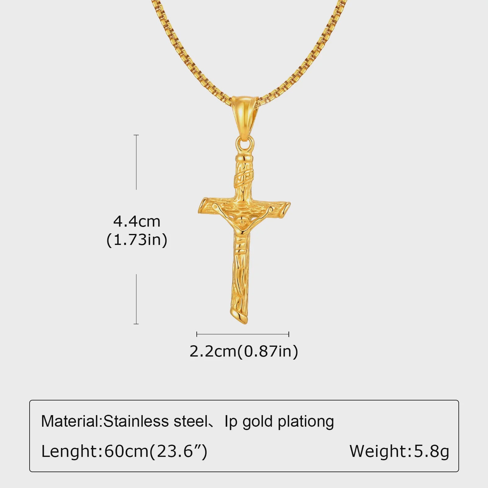 Stijlvolle Gouden Heren Ketting met Kruis Hanger - Roestvrij Staal, Vintage Mode Sieraden