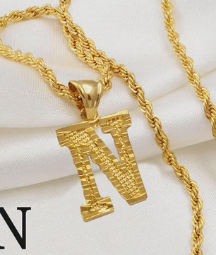 Gouden Initiaal Ketting met Touwketting - Kies Uw Letter (A-Z)