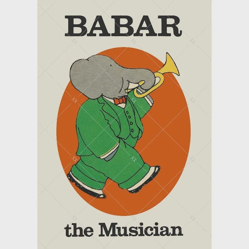 Babar Poster Canvas - Sprookjes Kunst voor Kinderkamer & Babykamer Decoratie