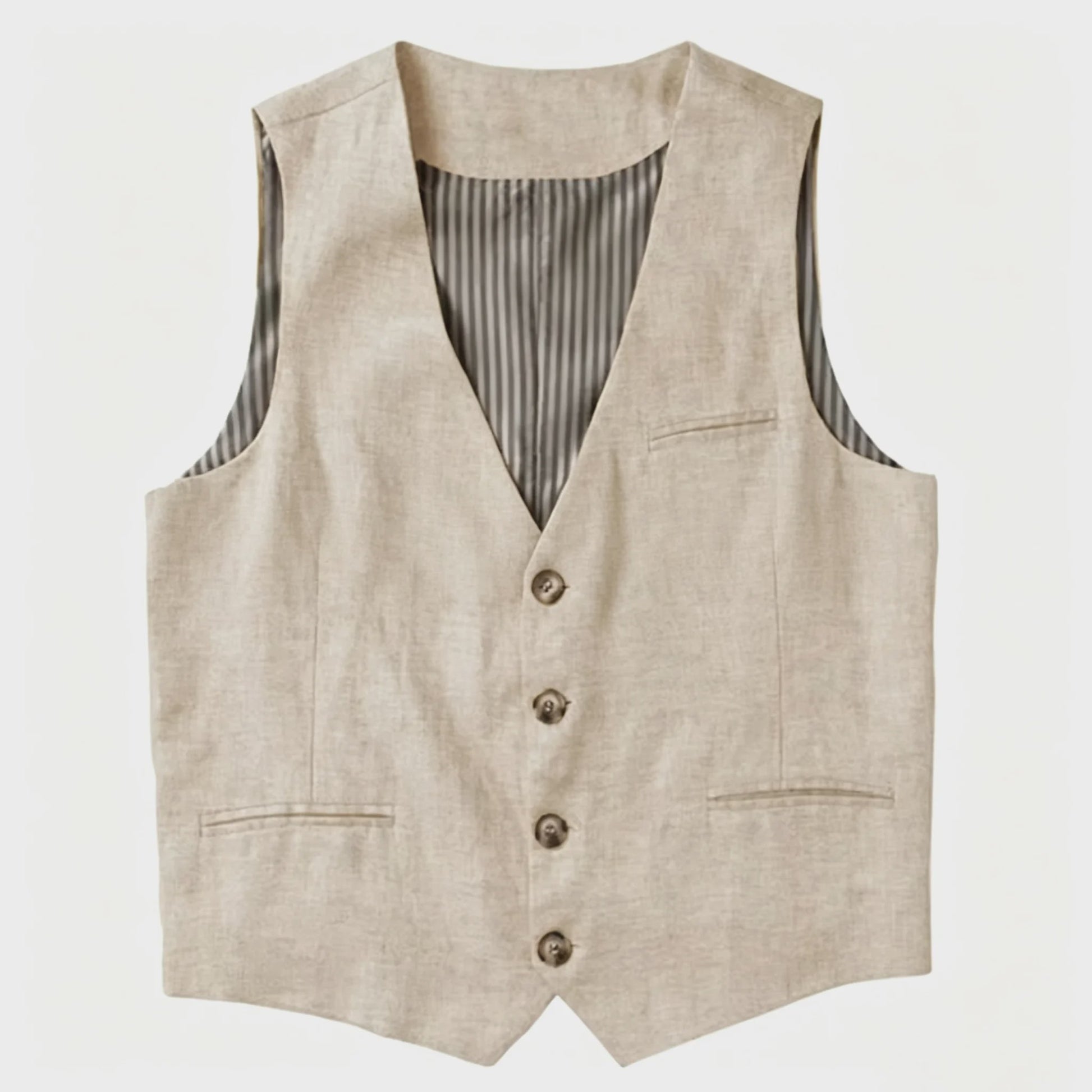 Linnen Heren Gilet - Zomer Waistcoat V-hals Single Breasted Lichtgewicht
