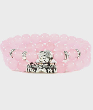 Set van 2 Houten Kralen Armbanden met Buddha & Natuursteen - Meditatie & Spirituele Sieraden