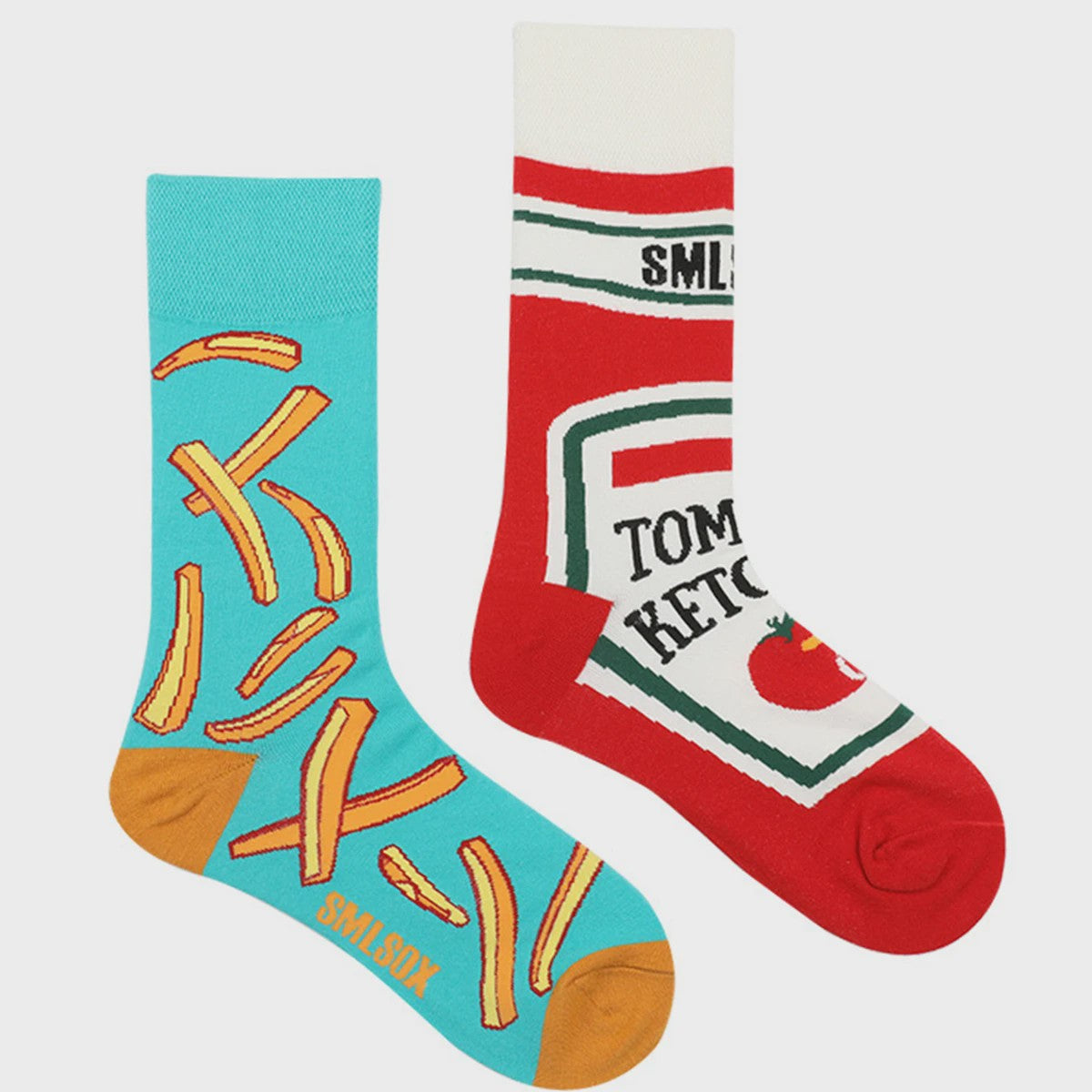 Grappige Sokken met Frietjes & Ketchup Print - Unisex Mid-Calf Sokken