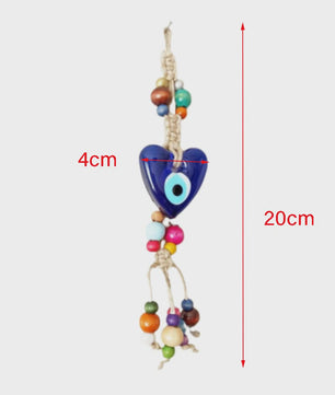 Blauw Turks Oog Hanger met Touw - Decoratie voor Auto, Muur & Huis