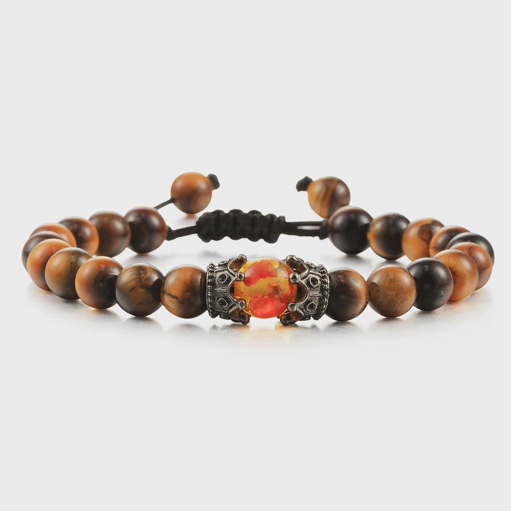 Verstelbare Lava Kralen & Tijgeroog Armband - Yoga & Helende Sieraden voor Hem en Haar