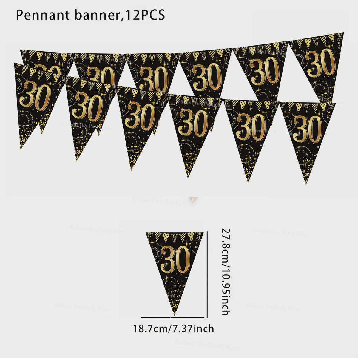 Black Gold Verjaardag Banner - Slingers voor 30, 40, 50, 60 Jaar Feestdecoratie