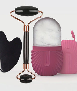 Gezichtsroller & IJsroller Set: Luxe Huidverzorging met Gua Sha Tool