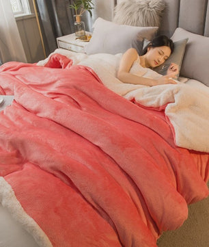 Luxe Dubbelzijdige Wol Pluche Deken - Warm & Comfortabel voor Bed, Bank & Camping
