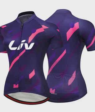 LIV Dames Fietsset Zomer - Korte Mouwen Jersey & Bibshort - Sneldrogend