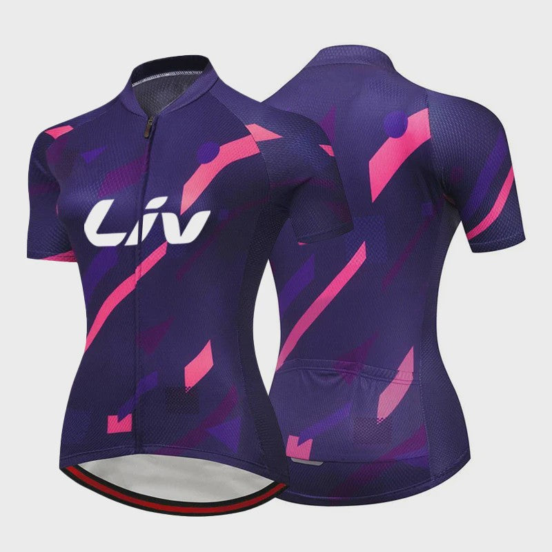 LIV Dames Fietsset Zomer - Korte Mouwen Jersey & Bibshort - Sneldrogend