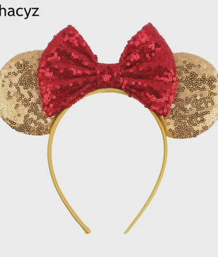 Chique Sequin Mickey Oortjes Diadeem met Strik - Feestelijk Haaraccessoire voor Kinderen & Dames
