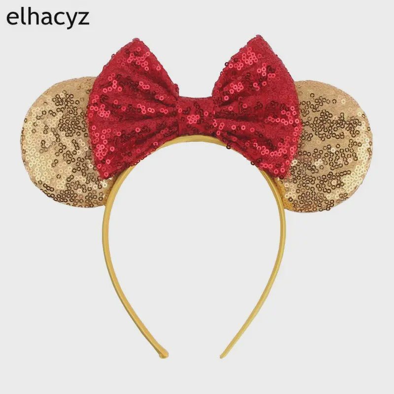 Chique Sequin Mickey Oortjes Diadeem met Strik - Feestelijk Haaraccessoire voor Kinderen & Dames