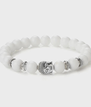Buddha Hoofd Kralen Armbanden - Natuursteen (Tijgeroog, Vulkanisch, Malachiet, Rozenkwarts)