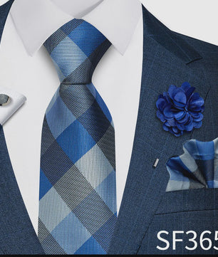 Luxe Heren Set: Paarse Paisley Stropdas, Manchetknopen, Pochet & Boutonnière - 8cm Breed