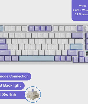 AJAZZ AK820 Pro Mechanisch Gaming Toetsenbord - Draadloos Bluetooth/2.4G/USB-C, Hot-Swappable, Gasket Mount, RGB