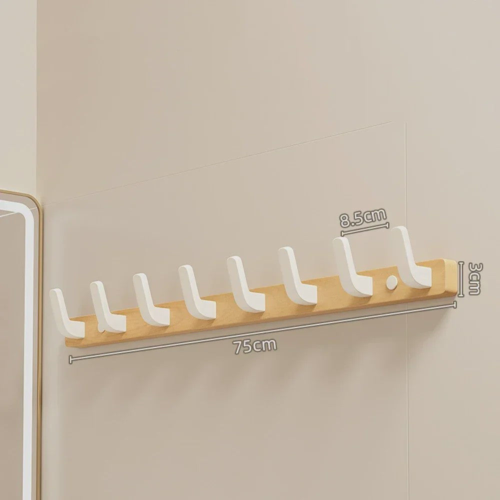 Houten Kapstok met Haken - Massief Walnoothout - Wandkapstok voor Jassen, Tassen & Sleutels