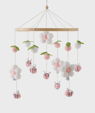 Houten Baby Mobiel voor Ledikant met Teddybeer, Maan en Sterren - Muziek & Rammelaar - Perfect Kraamcadeau