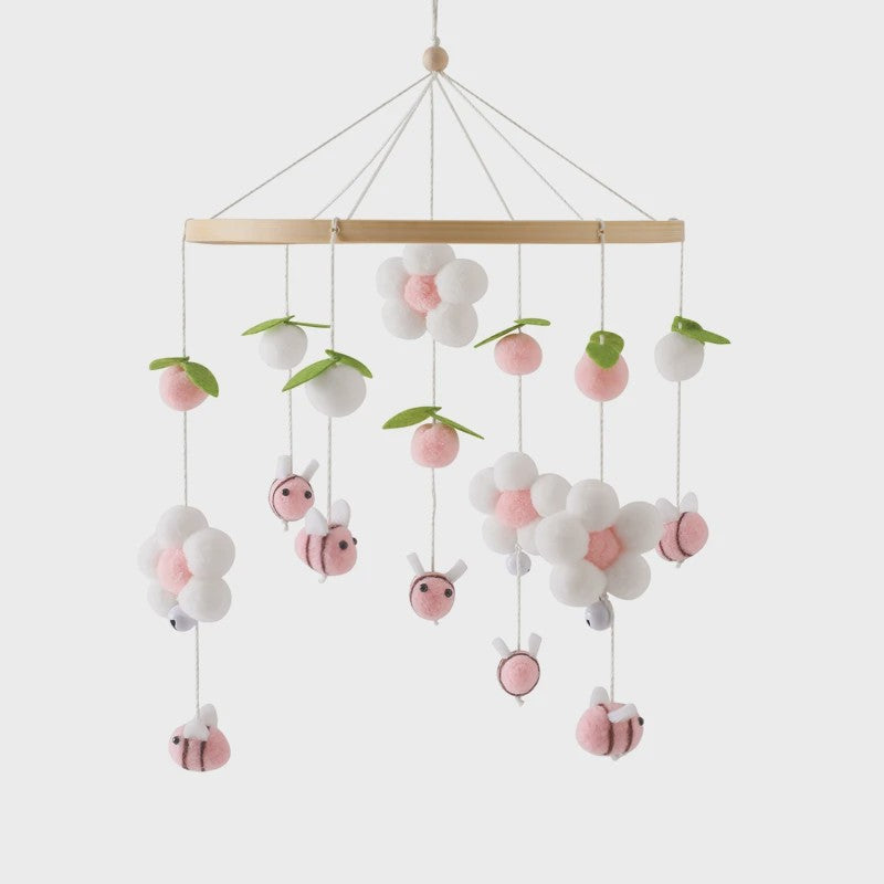 Houten Baby Mobiel voor Ledikant met Teddybeer, Maan en Sterren - Muziek & Rammelaar - Perfect Kraamcadeau