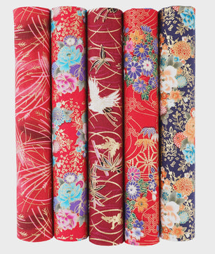 5x Japanse Katoen Stofjes Bundel - 25x25cm of 50x50cm - Patchwork & Quilt