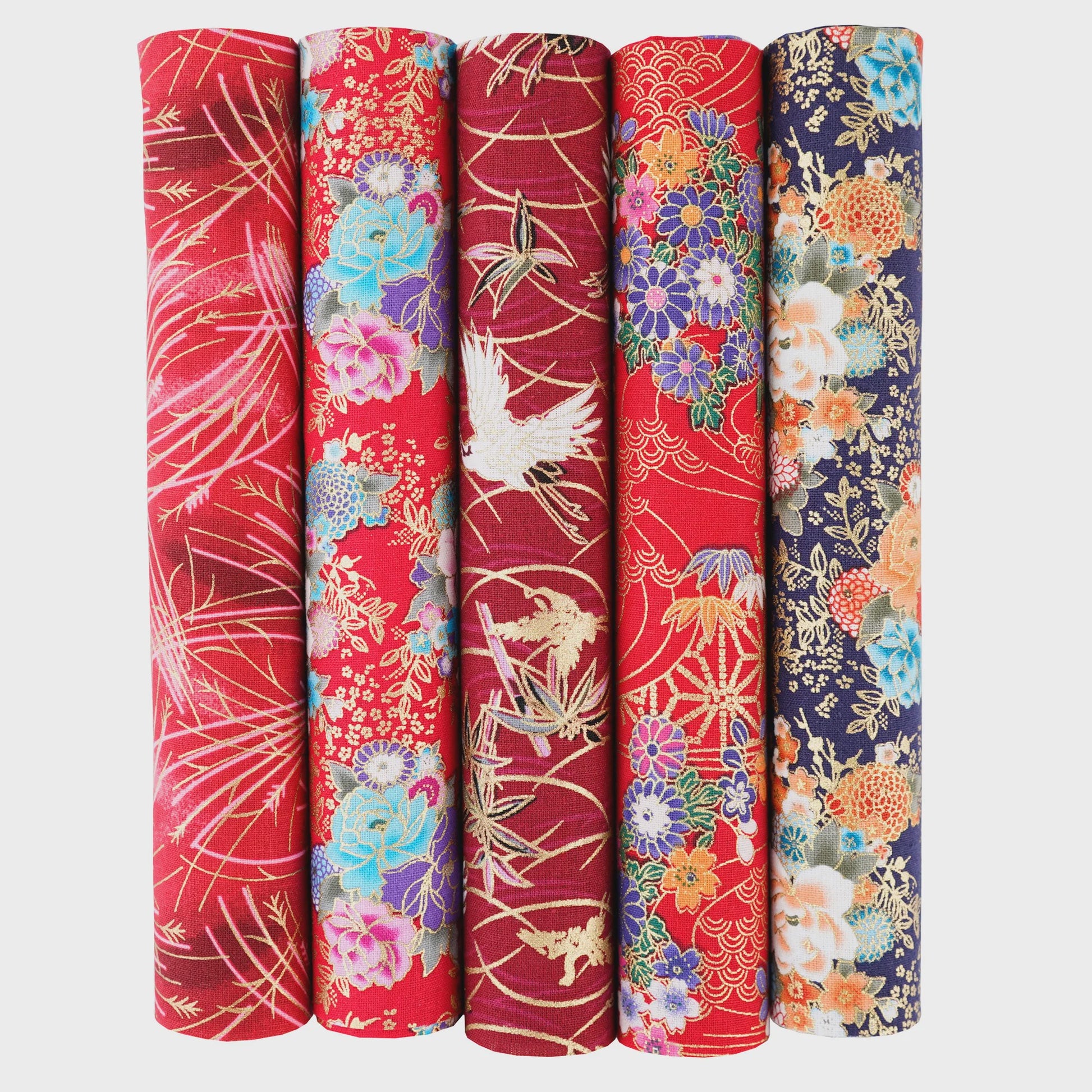 5x Japanse Katoen Stofjes Bundel - 25x25cm of 50x50cm - Patchwork & Quilt