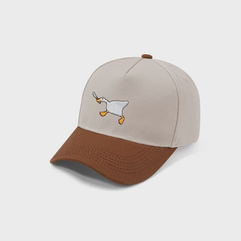 Unieke Geborduurde Baseball Cap met Gans Patroon - Casual Stadsstijl