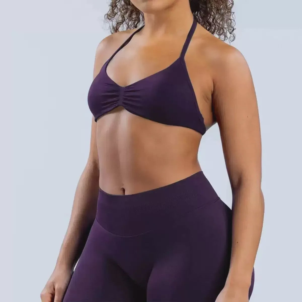 Naadloze Yogaset Dames: Sportbeha met Halternek & High Waist Shorts