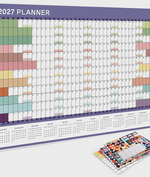 2027 Jaarplanner Kalender - Creatieve Wandkalender & Planner met Stickers