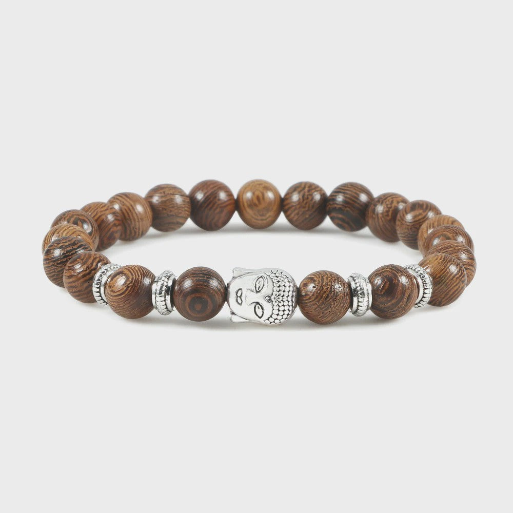Natuurstenen Buddha Armband met Tijgeroog Kralen - Elastisch & Verstelbaar