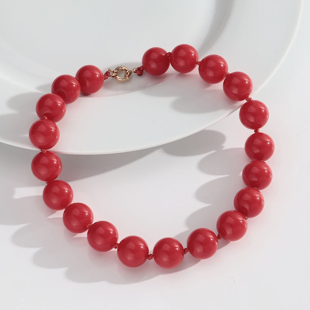 Handgemaakte Retro Acryl Ketting met Grote Kleurrijke Kralen - Statement Choker