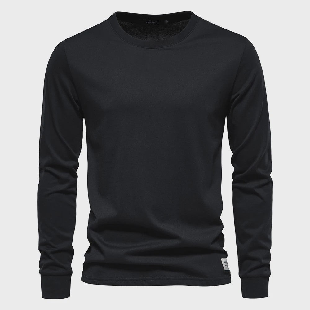 AIOPESON Heren Basic Longsleeve T-shirt - Katoen, Ronde Hals, Effen Kleur
