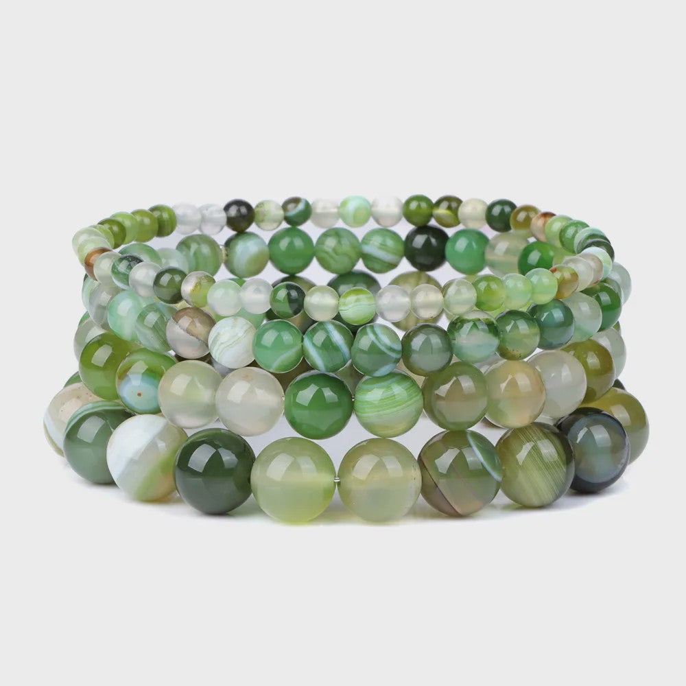 Handgemaakte Natuursteen Armbanden - Onyx & Agate Kralen - Yoga & Reiki Energie - Unisex 19cm