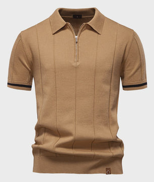 Heren Gebreide Polo met Rits - Slim Fit Sport & Casual
