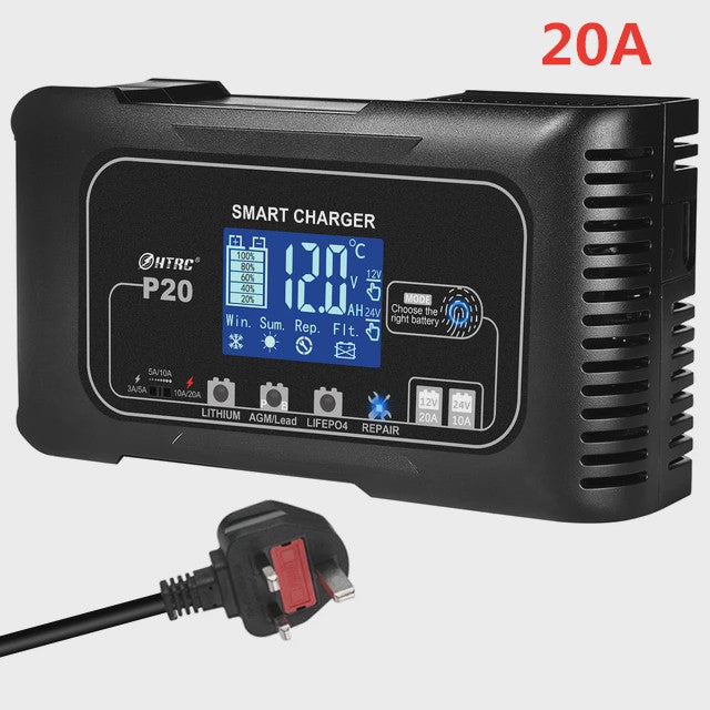 HTRC Slimme Acculader 12V/24V - Automatisch Laden & Reparatie voor Auto, Motor, LiFePO4, AGM