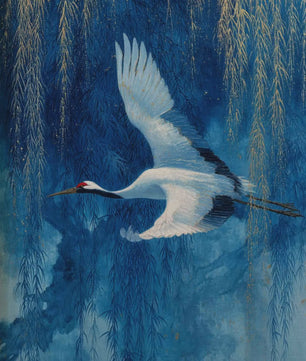 Japanse Canvas Poster: Zen Bos, Koi Vis & Kraanvogel - Sfeervolle Wanddecoratie