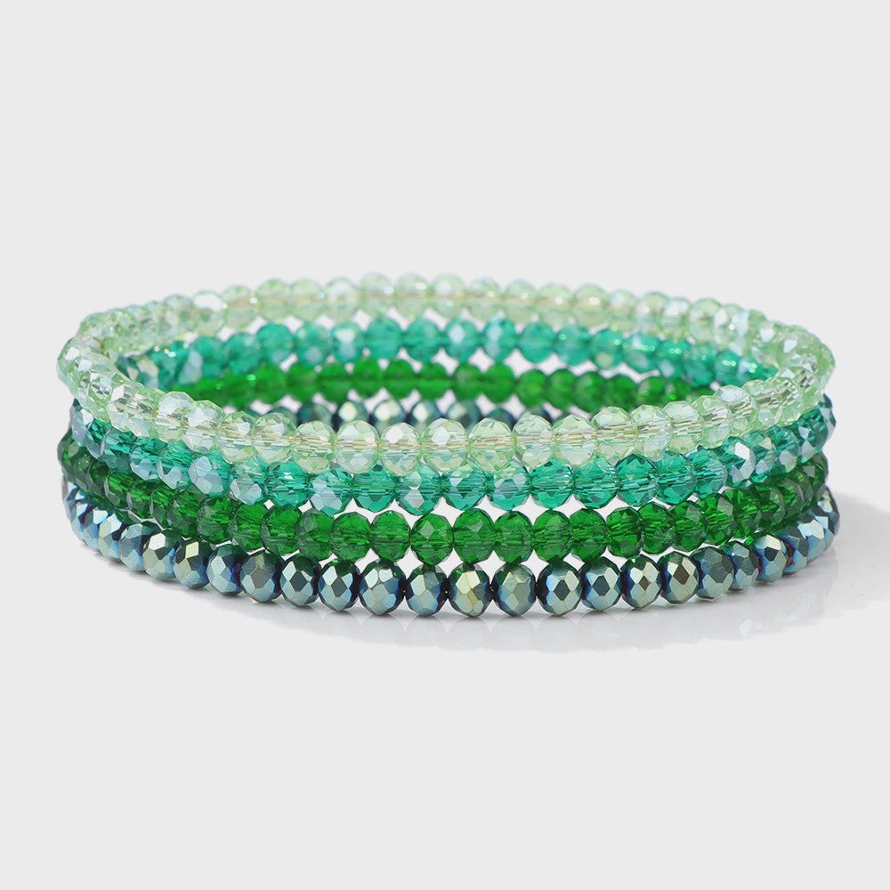Set van 4 Kristallen Kralen Armbanden - Kleurrijk & Elegant