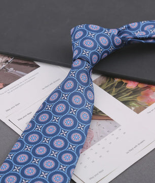 Klassieke Heren Strikdas - Imitatie Zijde met Polka Dot & Bloemendessin