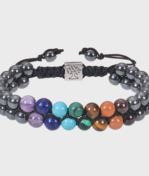7 Chakra Dubbellaags Edelsteen Armband - Yoga, Meditatie & Helende Kristallen