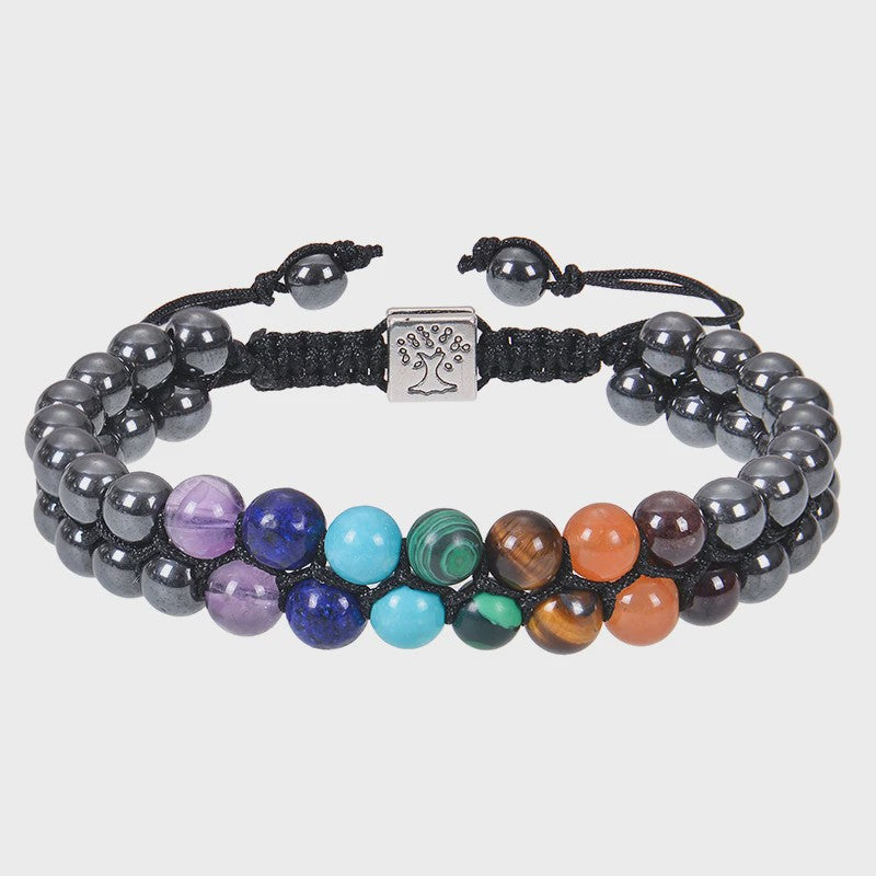 7 Chakra Dubbellaags Edelsteen Armband - Yoga, Meditatie & Helende Kristallen
