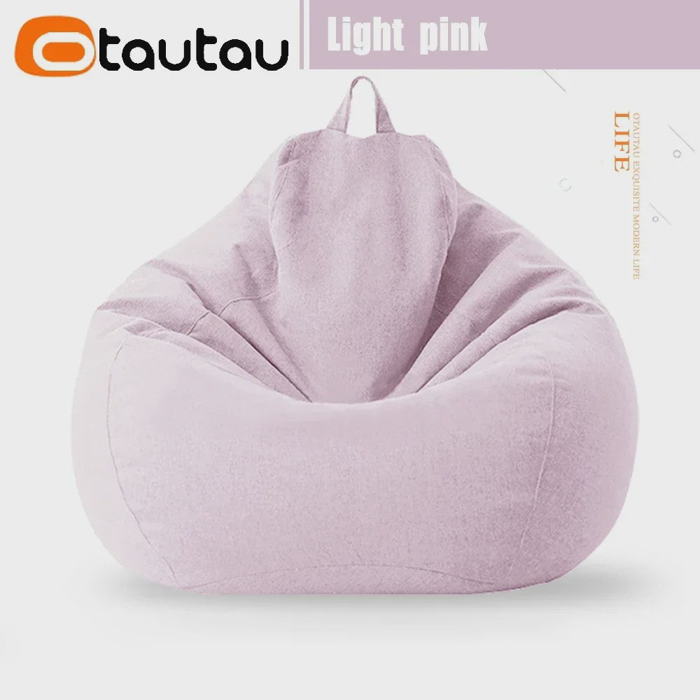 70cm Gevulde Beanbag Sofa van Katoen Linnen - Comfortabele Loungestoel voor Ontspanning