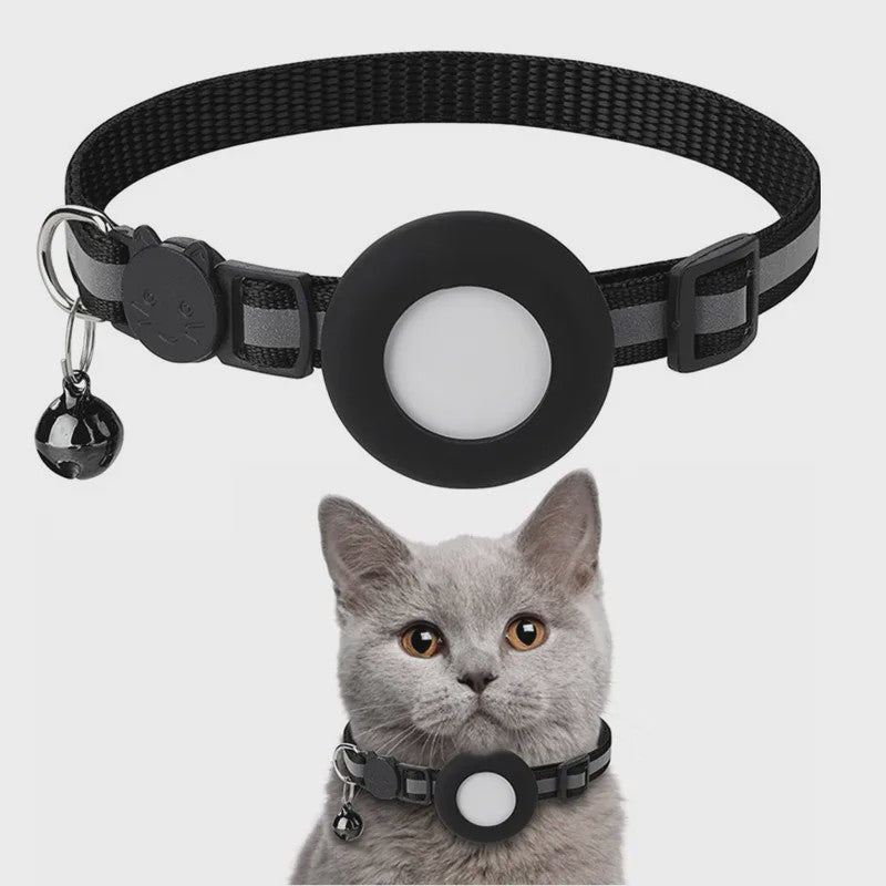 Verstelbare Airtag Kattenhalsband met Veiligheidsgesp, Bel & Reflectie - Anti-Verlies Tracker Houder