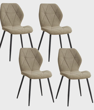 Set van 2, 4 of 6 Eetkamerstoelen - Gestoffeerd, Gewatteerd Linnenlook Stof, Metalen Poten
