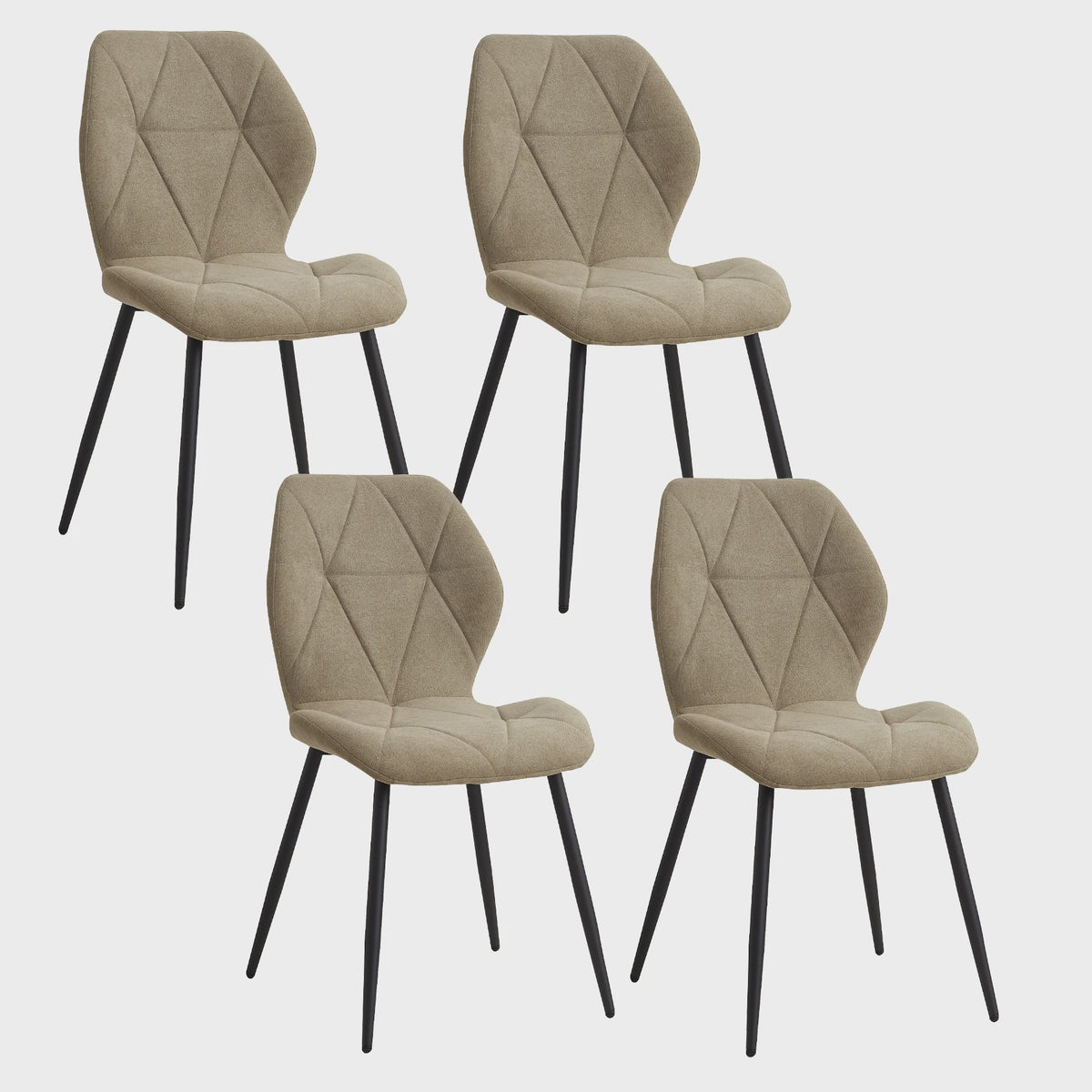Set van 2, 4 of 6 Eetkamerstoelen - Gestoffeerd, Gewatteerd Linnenlook Stof, Metalen Poten