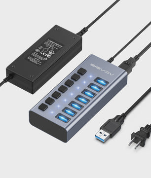 Acasis 16-Poorts USB Hub 10Gbps met Individuele Schakelaars & Snelle Data Transfer