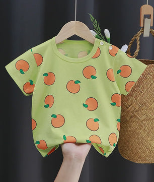 Zomer T-shirt Kinderen Katoen met Vrolijke Cartoon Print - 0-4 Jaar