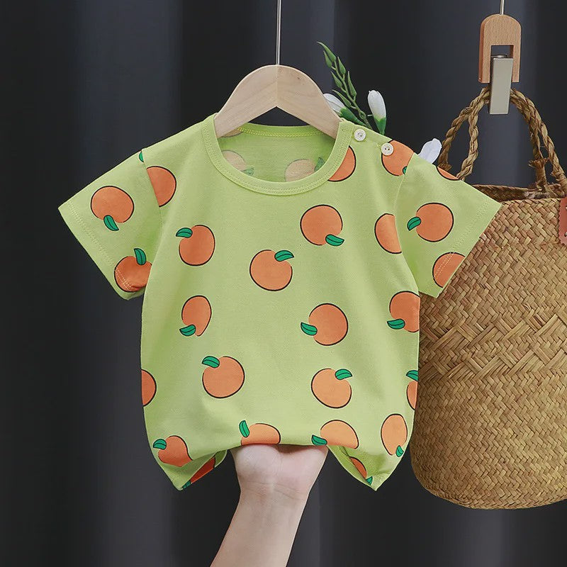 Zomer T-shirt Kinderen Katoen met Vrolijke Cartoon Print - 0-4 Jaar