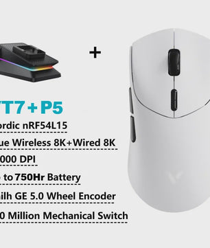 Rapoo VT7 MAX Draadloze Gaming Muis: 8K Polling Rate, Ultralicht & 750u Batterij