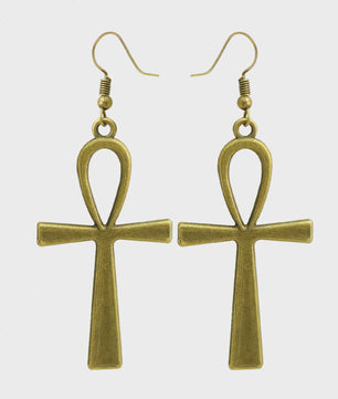 Vintage Egyptische Ankh Kruis Ketting - Grote Hanger met Lange Ketting