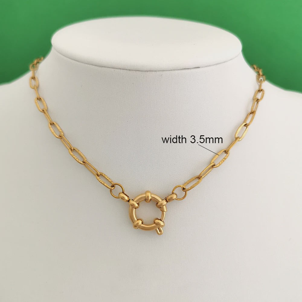 Gouden Roestvrij Stalen Ketting met Sailor Sluiting - Unisex Choker