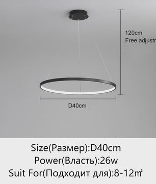 Moderne Ronde LED Plafondlamp Zwart/Wit - Dimbaar Hanglamp voor Keuken en Woonkamer