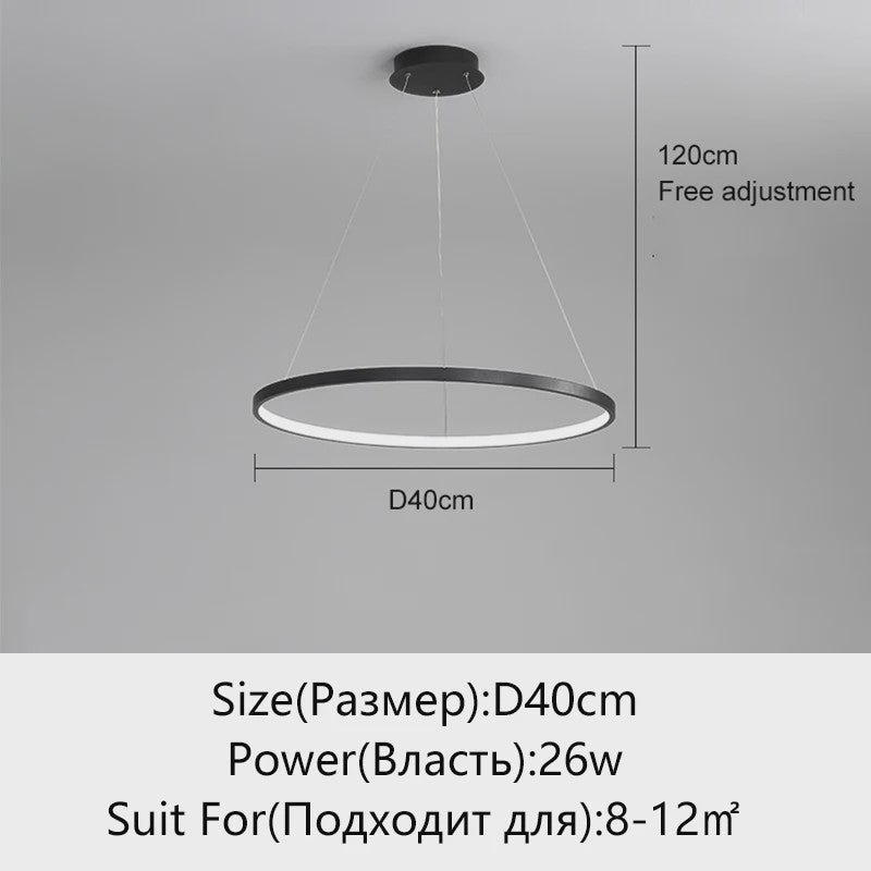 Moderne Ronde LED Plafondlamp Zwart/Wit - Dimbaar Hanglamp voor Keuken en Woonkamer